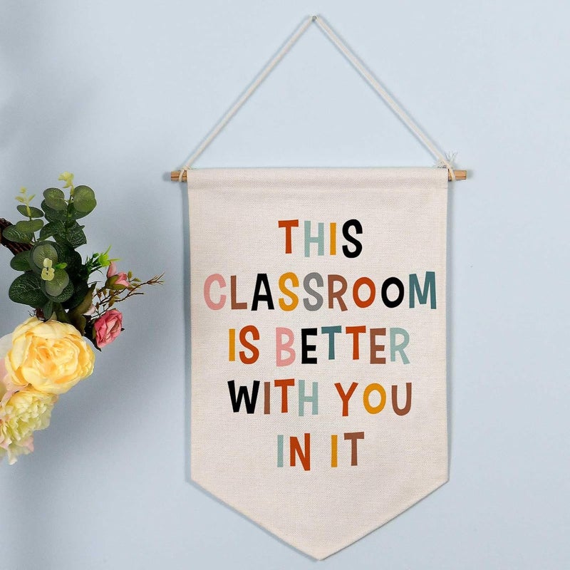 OFlyDesigns This Classroom Is Better With You In It Pennant Flag, Classroom Decor Pennants, Welcome Hanging Flag, Classroom Decor, Classroom Sign, Teacher Sign, Classroom Garden Flag, Back To School Decor - Image 2